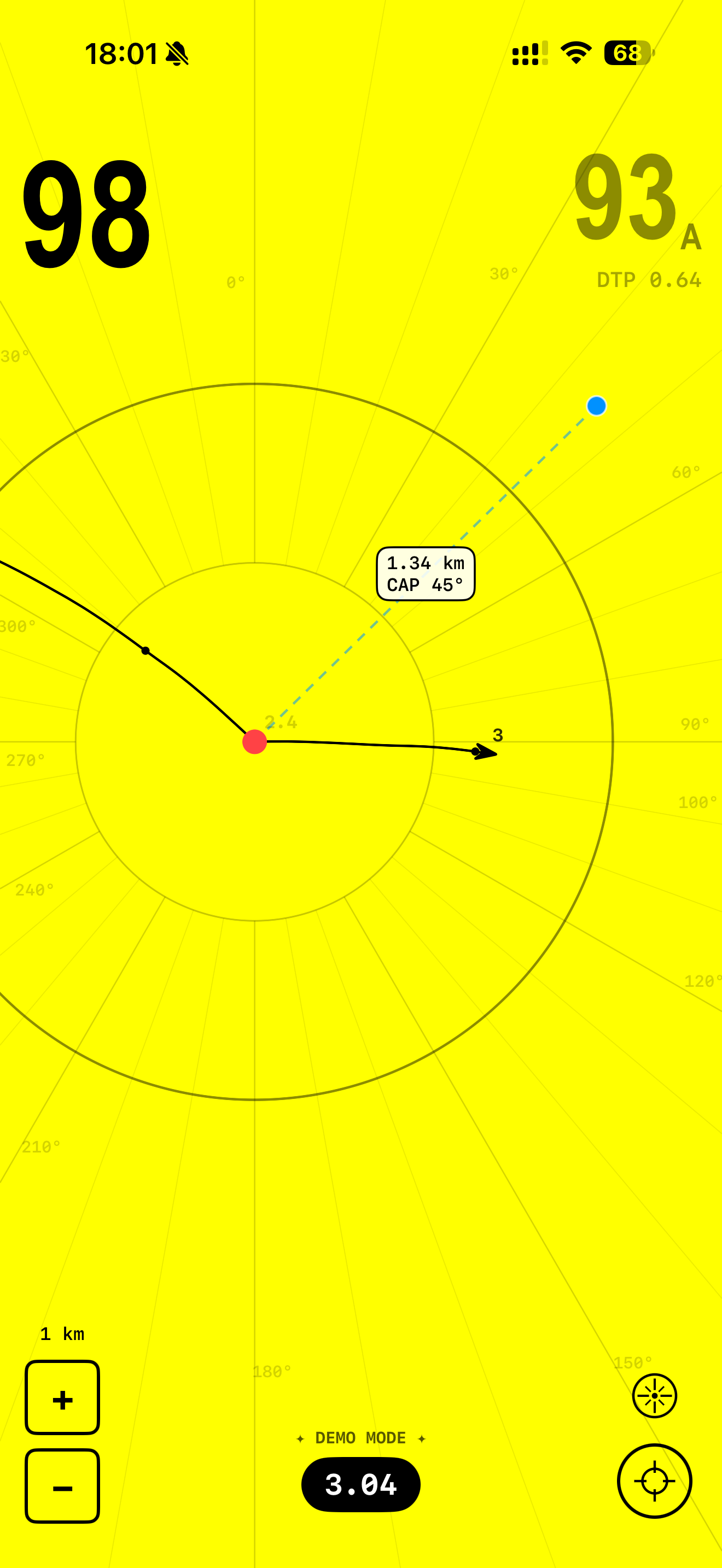 Map with opening radius