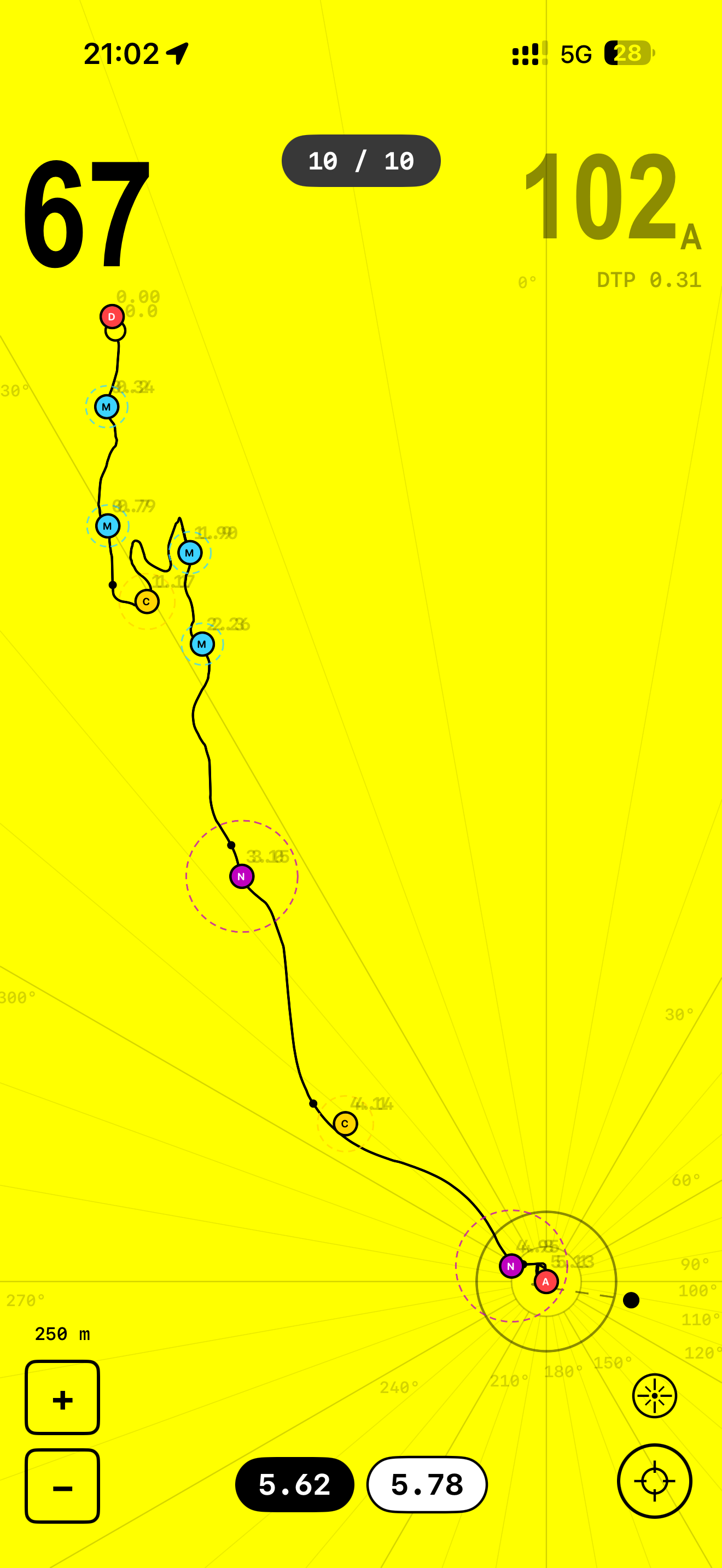 Full track with waypoints